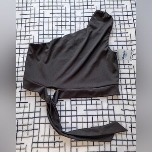 OFF BRAND Size XL One-Shoulder Black Crop Top